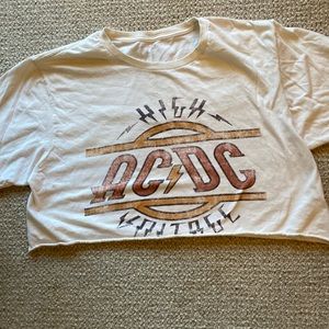 Cream cropped AC/DC band tee from 12th Tribe